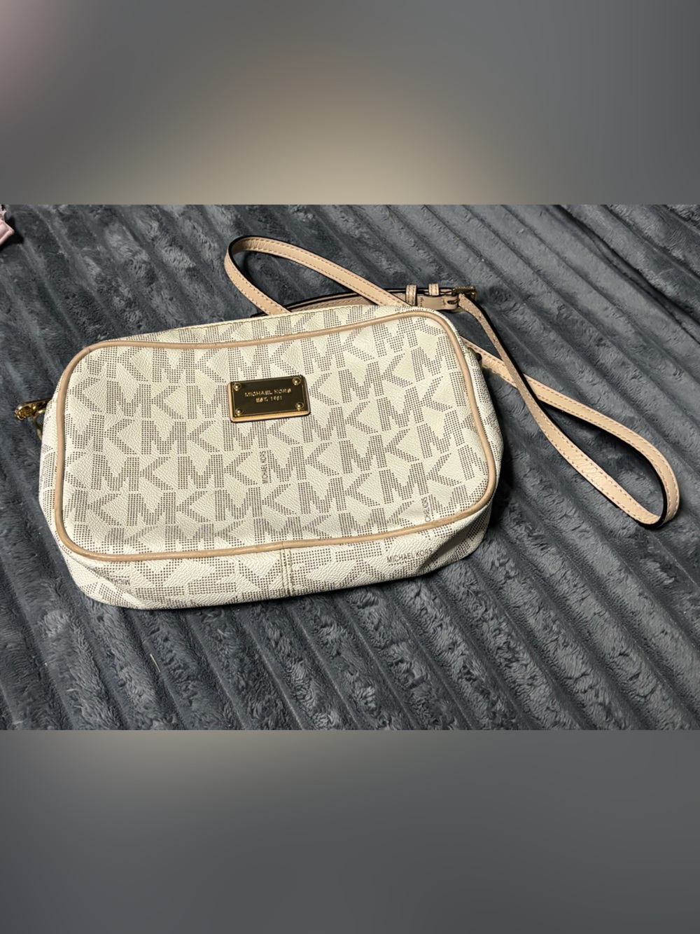 Michael Kors Cream and Tan Monogram purse